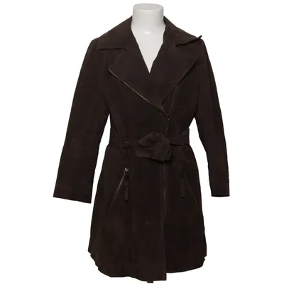 Veste longue en cuir (Marron) de Designers Acrylique, Cuir, Polyester