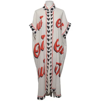 Dress (White, Multicolored) from Amo Cotton, Linen