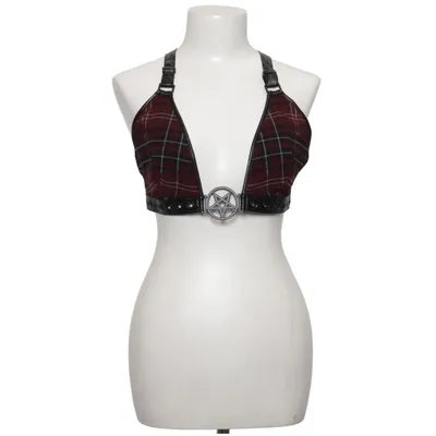 Top (Zwart, Rood) van Killstar Elastaan, Polyester, Polyurethaan, Viscose