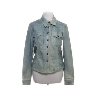 Leren jack (Turquoise) van Goosecraft Polyester, Leer