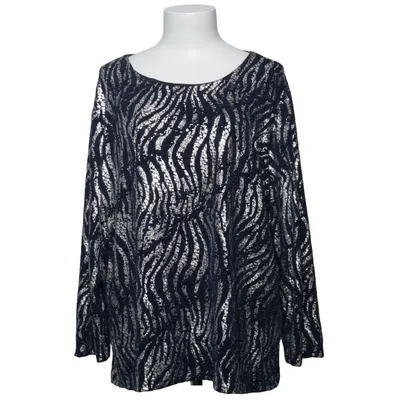 Blouse (Blue, Silver) from Bassini Elastane, Metallic fiber, Polyamide