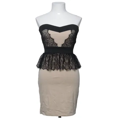 Robe de cocktail (Beige, Noir) de Little Mistress Élasthane, Polyester, Viscose