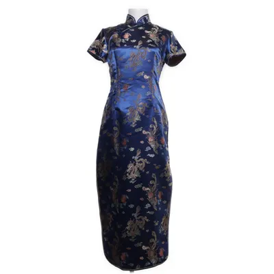 Cheongsam (Blauw, Meerkleurig) van Jilong Xiang Polyamide, Polyester