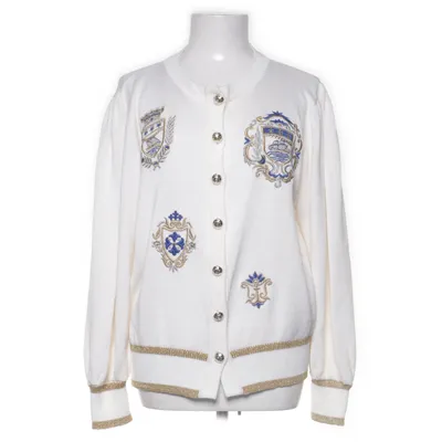 Cardigan (Blanc, Bleu, Or) de Ulli Hoffmann Acrylique, Laine