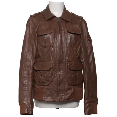 Leather jacket (Brown) from EDC by ESPRIT Cotton, Elastane, Leather, Polyester