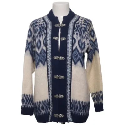 Cardigan (Blue, White) from Fjord Fashion Wool