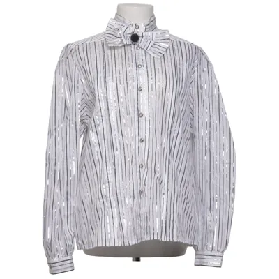 Blouse (White, Silver, Black) from Helene Straßer Cotton, Metallic fiber, Polyamide