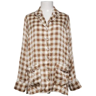 Chemise de pyjama (Marron, Beige) de Ganni Élasthane, Soie