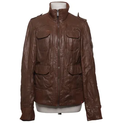 Lederjacke (Braun) von EDC by ESPRIT Baumwolle, Elasthan, Leder, Polyester