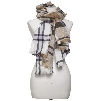 Halstørklæde (Beige, Hvid, Flerfarvet) fra Barbour Akryl, Viscose