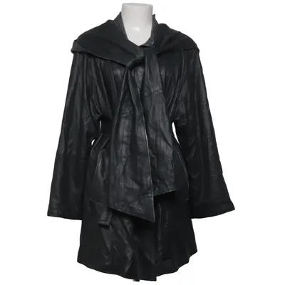 Leather coat (Black) from Apache Polyester, Viscose
