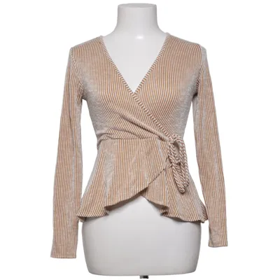 Wrap top (Brown, White) from Caution To the Wind Elastane, Polyester, Viscose