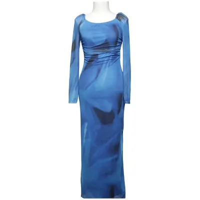 Långklänning (Blå, Svart) från Shein Elastan, Polyester