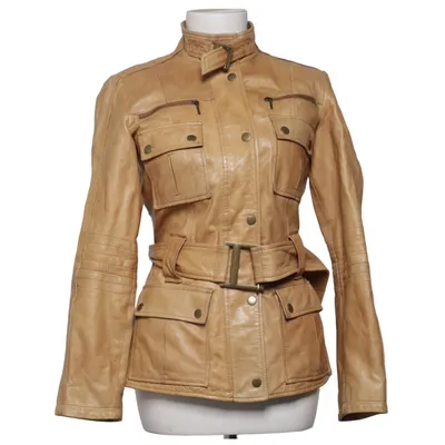 Lederjacke (Beige) von Zara Basic Leder, Polyester