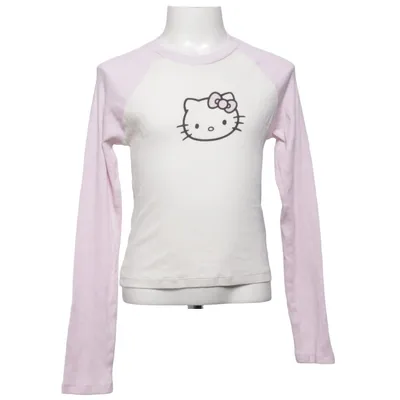 Långärmad t-shirt (Rosa, Vit) från H&M Bomull, Elastan