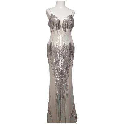 Abendkleid (Beige, Silber) von Kalinnu Elasthan, Polyester