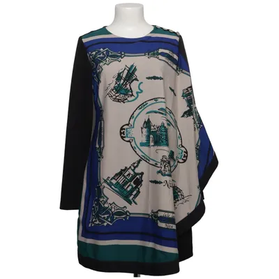 Jurk (Zwart, Blauw, Meerkleurig) van Niza Elastaan, Polyester, Viscose