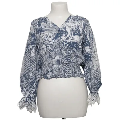 Blouse (Blue, White) from Silvian Heach Linen, Viscose