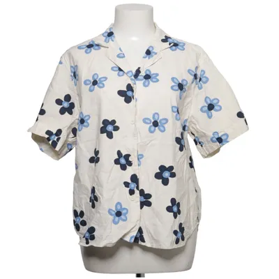 Short sleeve shirt (White, Blue) from Marimekko x Uniqlo Cotton, Linen, Viscose