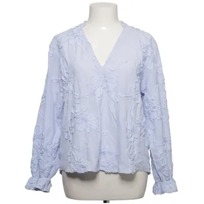 Blouse (Blauw, Wit) van Zara Katoen, Polyester