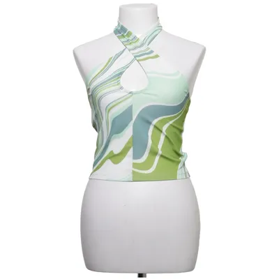 Halternecktopp (Grön, Vit, Flerfärgad) från Gina Tricot Elastan, Polyester