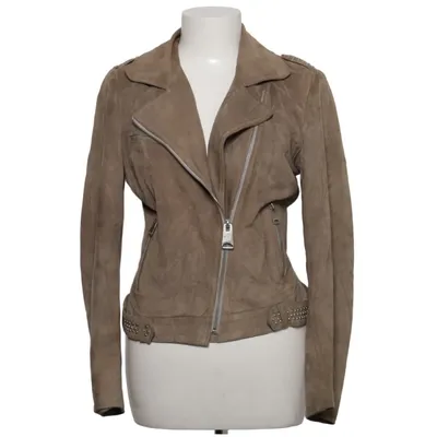 Veste de motard (Beige) de Vent couvert Cuir