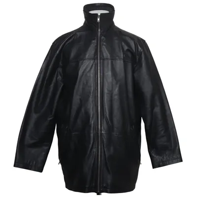 Leren jack (Zwart) van Smooth Leer, Polyester