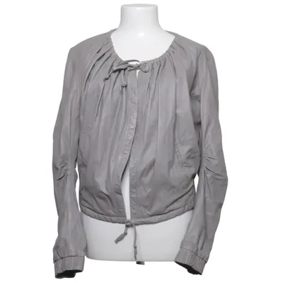 Veste en cuir (Gris) de Noir Acétate, Cuir, Viscose