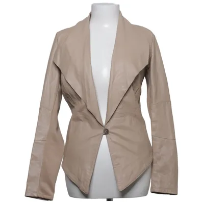 Læderjakke (Beige) fra Mangotti Læder, Viscose