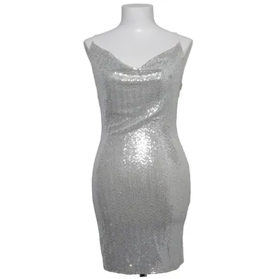 Cocktailjurk (Zilver) van Victoria R Elastaan, Metallvezel, Polyester