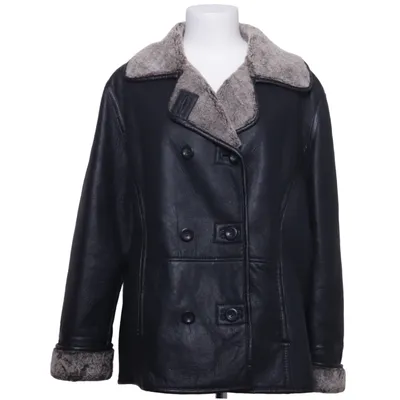 Shearling Jacke (Schwarz, Grau) von Ann Llewellyn Pelz, Leder