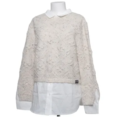 Sweater (Beige, White) from Gina Acrylic, Cotton, Elastane, Polyester, Wool