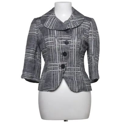 Blazer (Gray, White) from Minuet Petite Linen, Polyester, Viscose