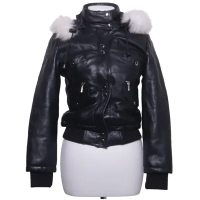 Leather jacket (Black) from Feminin Touch Leather, Polyester