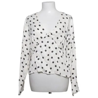 Wrap blouse (White, Black) from Mango Elastane, Polyester, Viscose