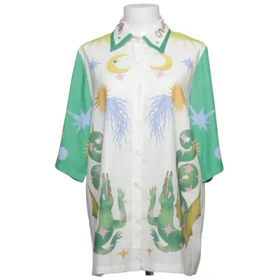 Short sleeve shirt (White, Multicolored) from Ruta Market Linen, Polyester