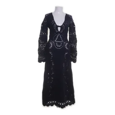 JERSEY+BROAD STITCH CROCHET HALF SLEEVE PULLOVER(S Black