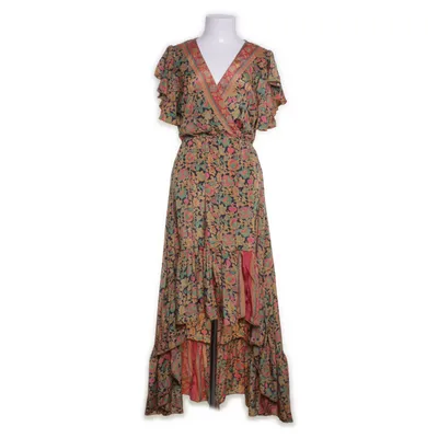 Maxi dress (Green, Multicolored) from Maza Polyester, Silk