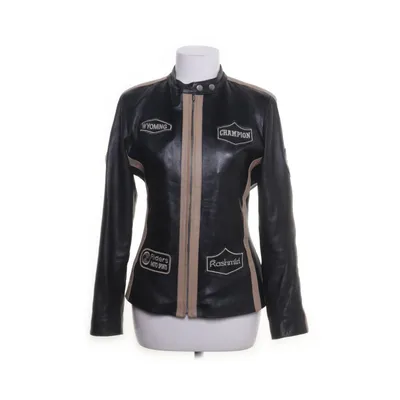 Leren jack (Zwart, Beige) van Feminin Touch Polyester, Leer