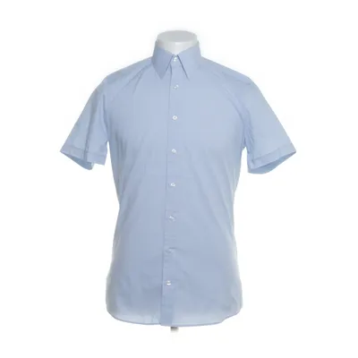 Short sleeve shirt (Blue, White) from Olymp Cotton, Elastane