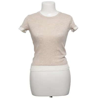 T-shirt (Beige, White) from Zara Cotton, Polyester