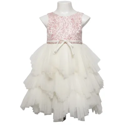 Robe de fille de fleur (Rose, Blanc) de Couture Princess Polyester