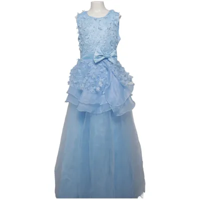 Blomsterpigekjole (Blå) fra NNJXD Bomuld, Polyester