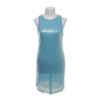 Klänning (Blå, Silverfärgad) från Mango Polyamid, Polyester