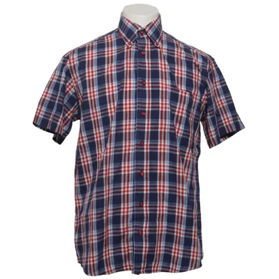 Chemise à manches courtes (Bleu, Rouge, Blanc) de Victor Coton, Polyester