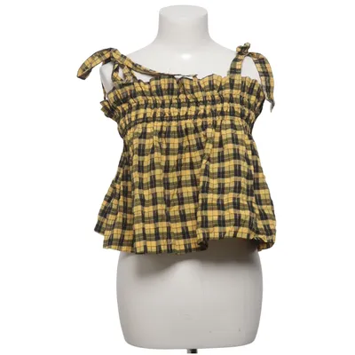 Crop top (Jaune, Noir) de Ganni Coton, Polyamide, Polyester
