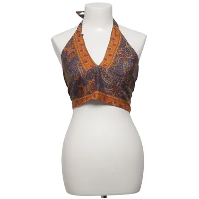 Halternecktopp (Brun, Blå, Flerfärgad) Polyester, Silke