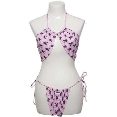 Bikini (Rose, Noir) de Playboy x Missguided Élasthane, Polyester