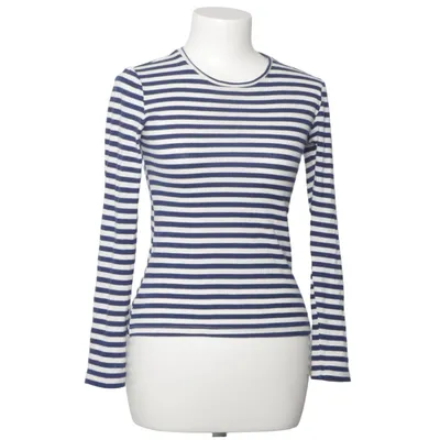 Långärmad t-shirt (Blå, Vit) från Pieces Elastan, Ekologisk bomull