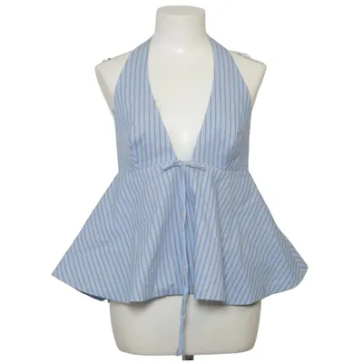 Halterneck top (Blå, Brun, Hvid) fra Zara Bomuld, Elastan, Polyamid